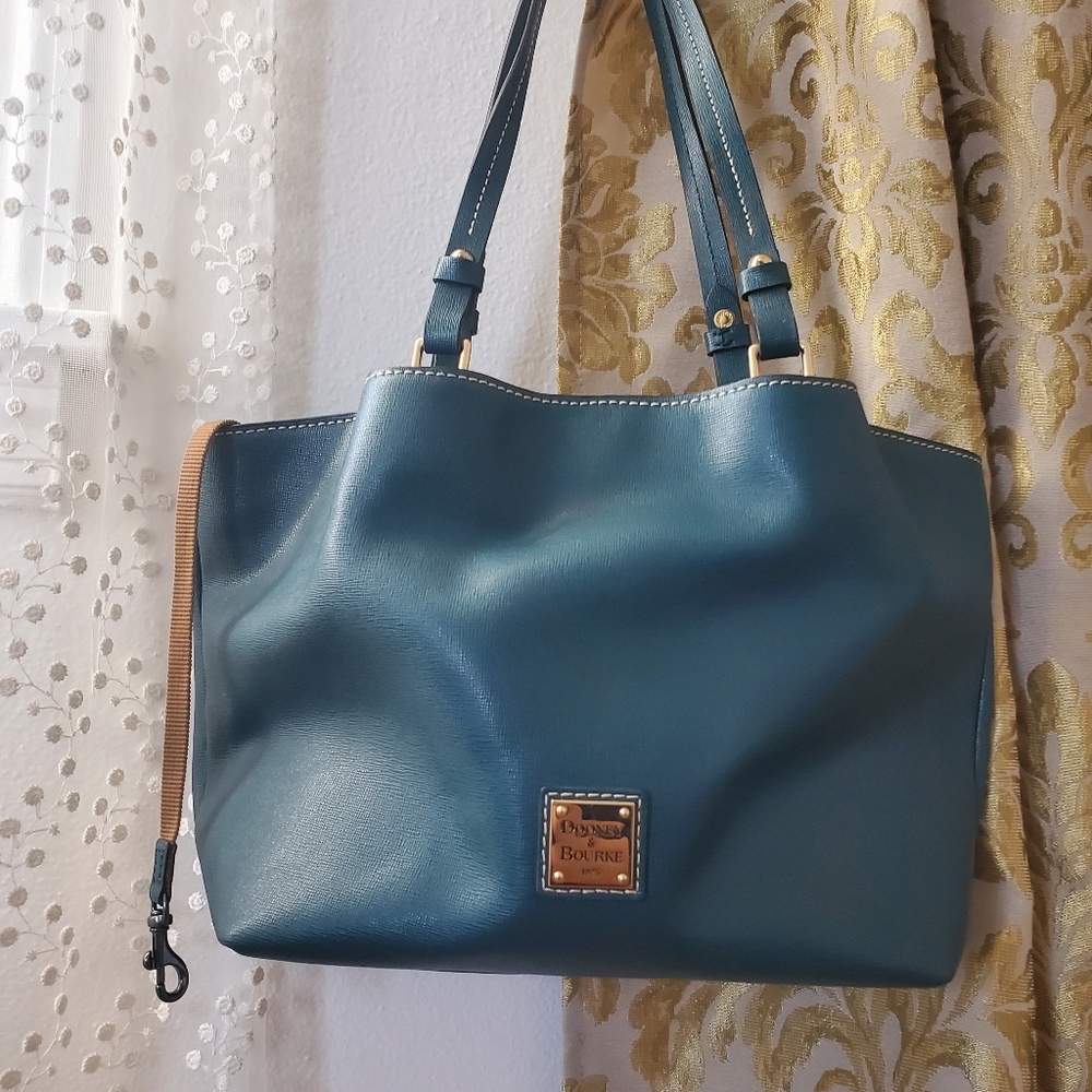 Dooney & Bourke Teal Flyn Leather Tote Shoulder Bag - Picture 13 of 16